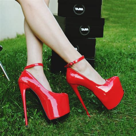 red high heel shoes with ankle strap|red platform heels with strap.